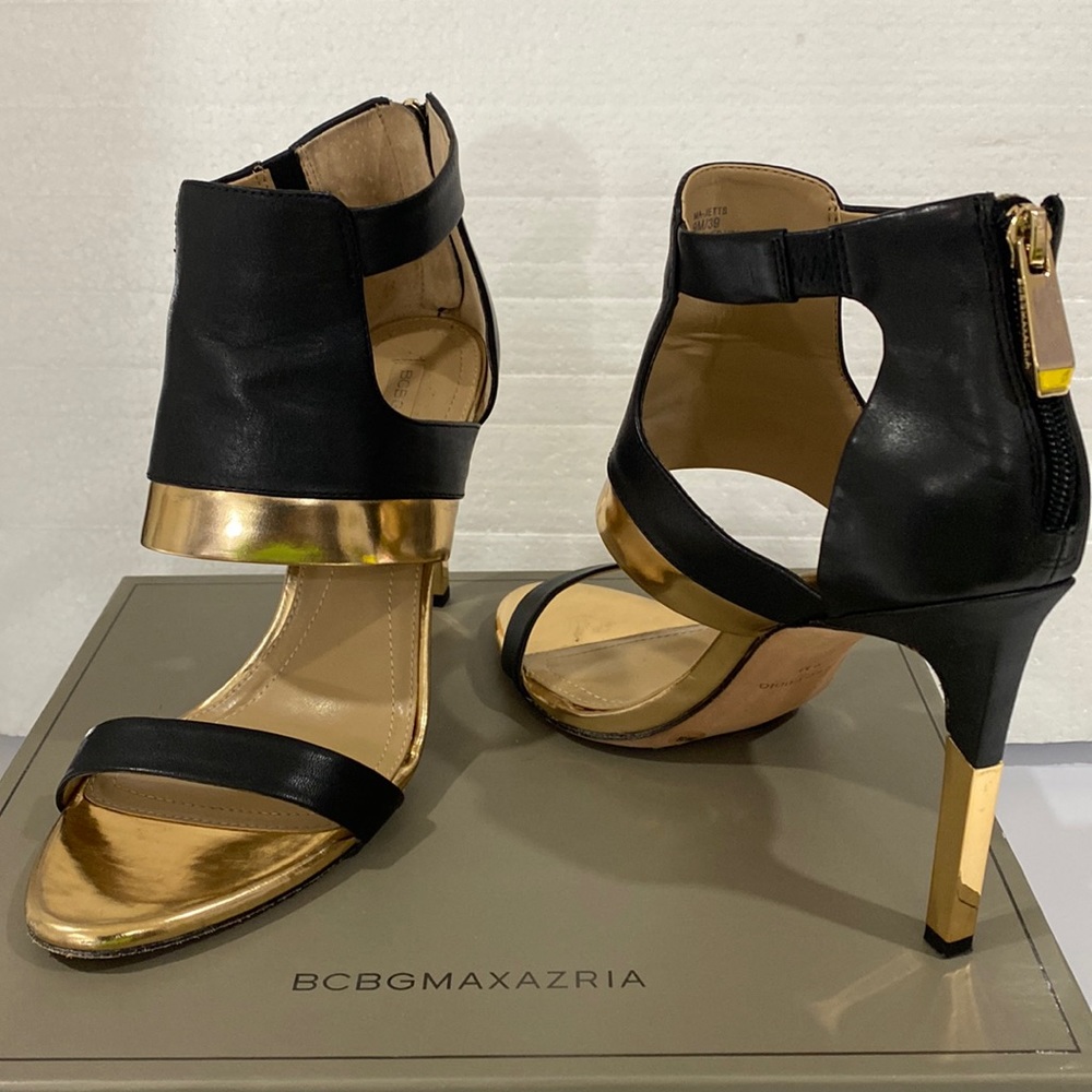 BCBG MAXAZRIA CUTOUT HIGH HEEL SANDALS